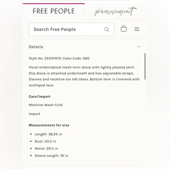 FREE‎ PEOPLE NWOT Floral Mesh Lace Dress in Peach - Picture 14 of 15